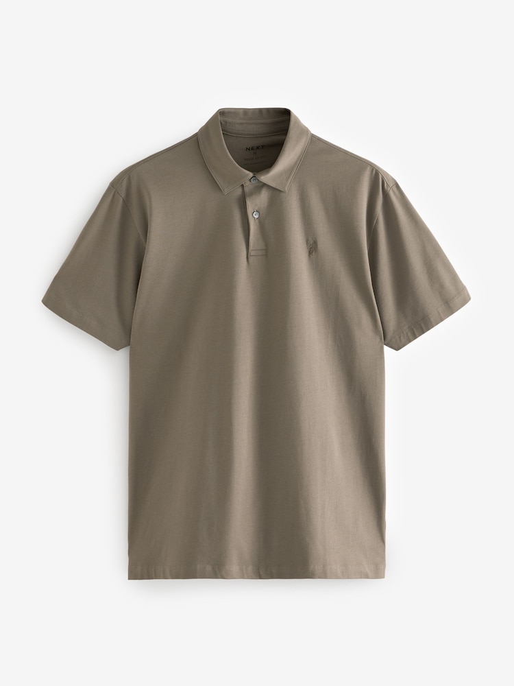 Neutrals Regular Fit Short Sleeve Jersey Polo Shirts 5 Pack - Image 9 of 14