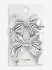 Silver Tone Metallic Bow Clips - Image 1 of 3