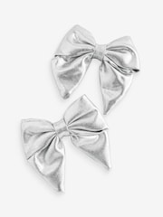 Silver Tone Metallic Bow Clips - Image 2 of 3