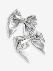 Silver Tone Metallic Bow Clips - Image 3 of 3