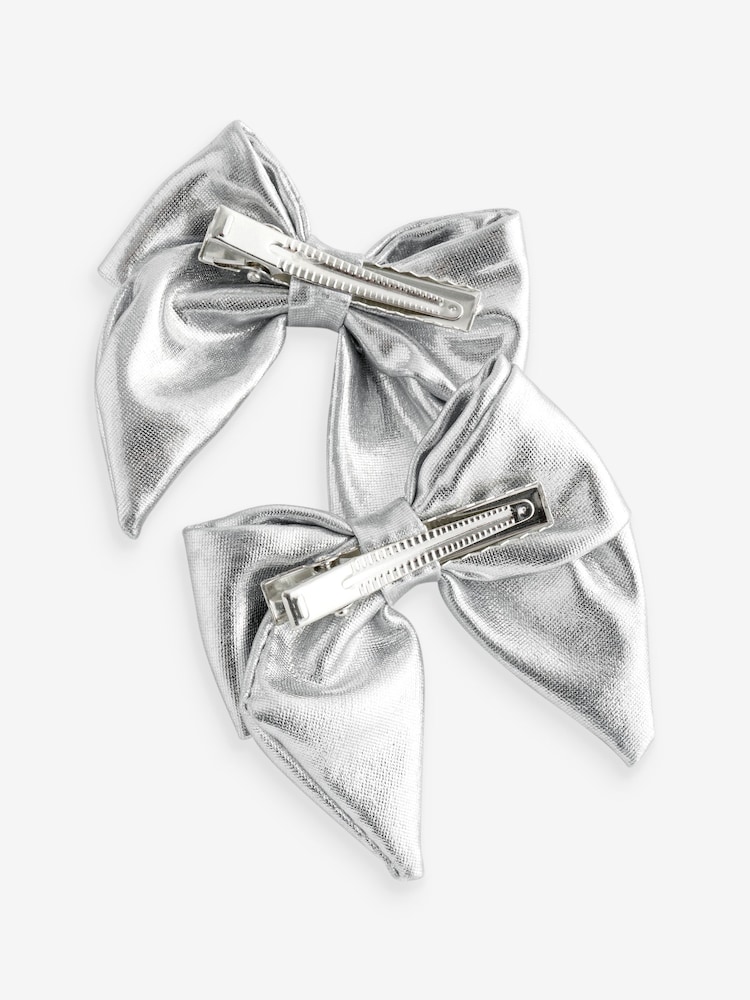 Silver Tone Metallic Bow Clips - Image 3 of 3