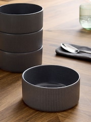 Set of 4 Charcoal Grey Stamford Set of 4 Cereal Bowls - Image 2 of 4