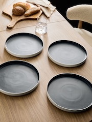 Set of 4 Black Otis Dinner Plates - Image 1 of 4