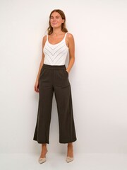 Kaffe Green Pauline Wide Leg Elastic Waist 100% Cotton Trousers - Image 2 of 5