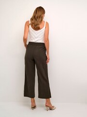 Kaffe Green Pauline Wide Leg Elastic Waist 100% Cotton Trousers - Image 3 of 5