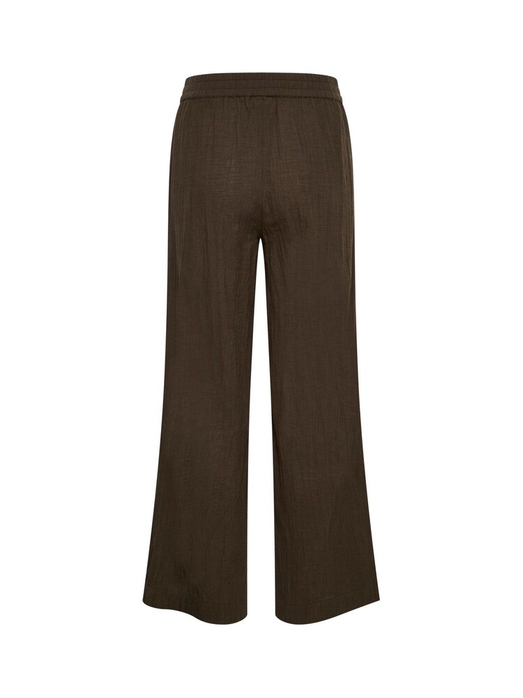 Kaffe Green Pauline Wide Leg Elastic Waist 100% Cotton Trousers - Image 5 of 5