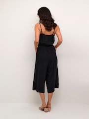 Kaffe Elmi Spaghetti Straps Cropped Black Jumpsuit - Image 2 of 6