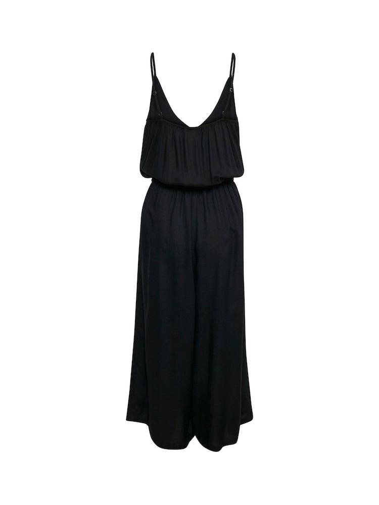 Kaffe Elmi Spaghetti Straps Cropped Black Jumpsuit - Image 6 of 6