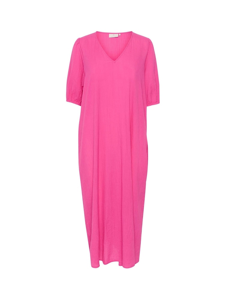 Kaffe Pink Linn V-Neck Half Sleeve Maxi 100% Cotton Dress - Image 1 of 2 Kaffe Pink Linn V-Neck Half Sleeve Maxi 100% Cotton Dress - Image 1 of 2