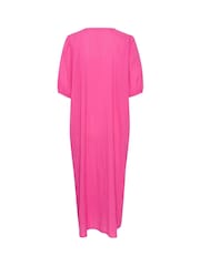 Kaffe Pink Linn V-Neck Half Sleeve Maxi 100% Cotton Dress - Image 2 of 2