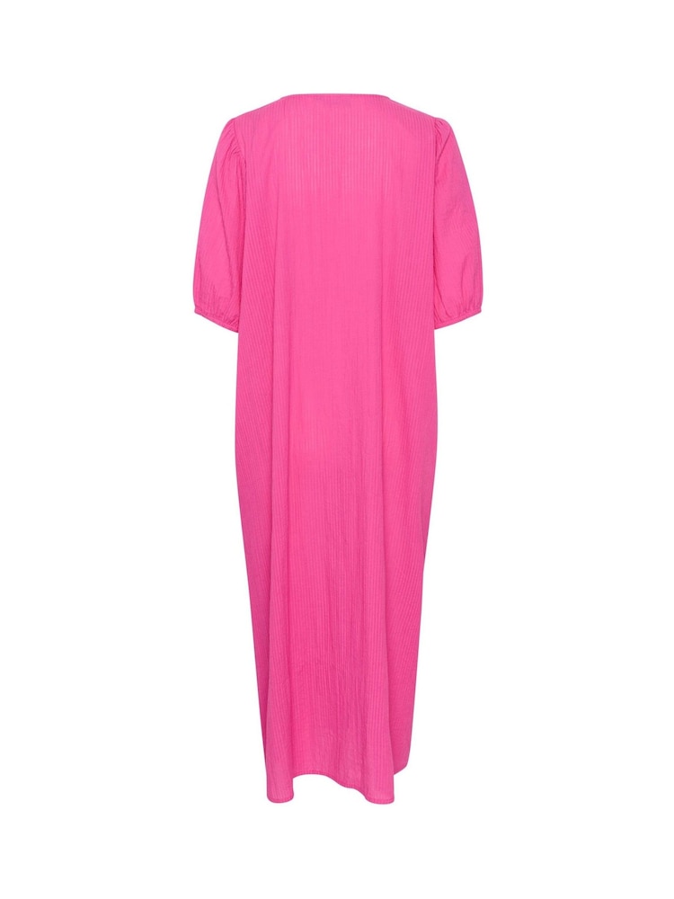 Kaffe Pink Linn V-Neck Half Sleeve Maxi 100% Cotton Dress - Image 2 of 2 Kaffe Pink Linn V-Neck Half Sleeve Maxi 100% Cotton Dress - Image 2 of 2