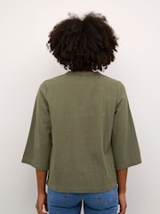 Kaffe Emily 3/4 Sleeve Notch Neck 100% Cotton Blouse - Image 2 of 5