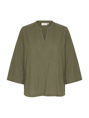 Kaffe Emily 3/4 Sleeve Notch Neck 100% Cotton Blouse - Image 4 of 5