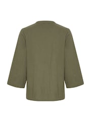 Kaffe Emily 3/4 Sleeve Notch Neck 100% Cotton Blouse - Image 5 of 5