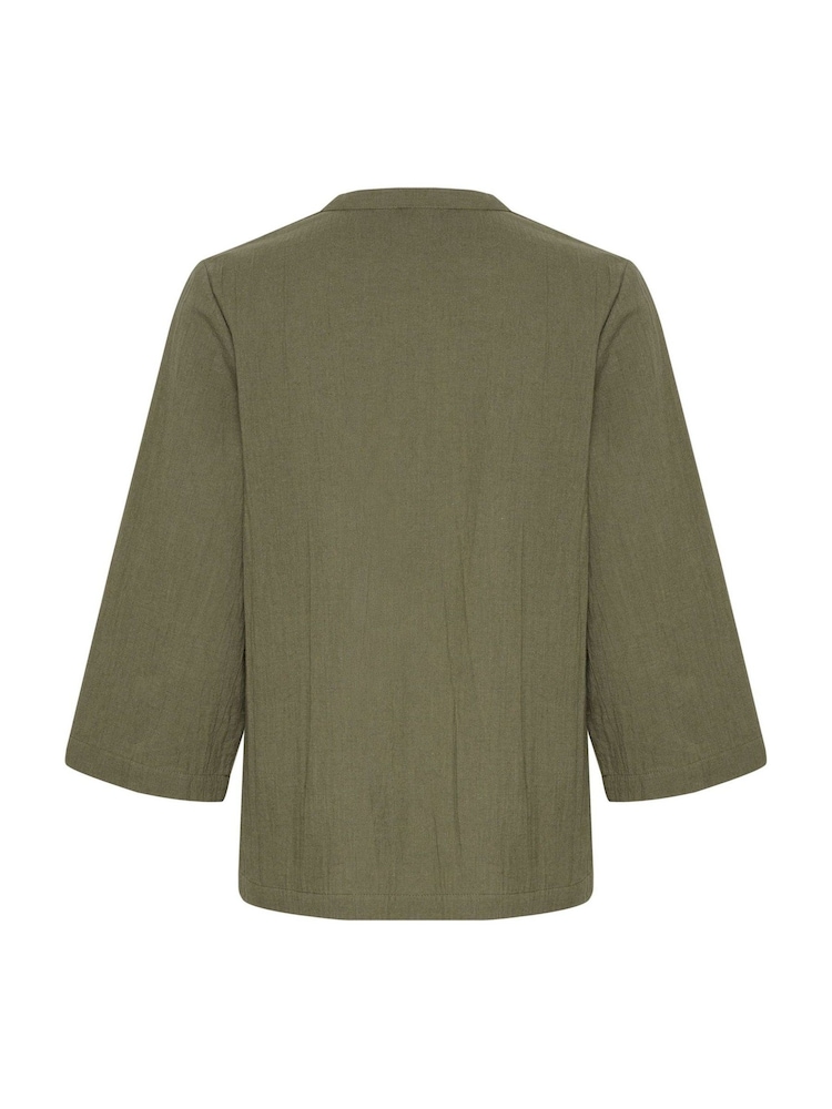 Kaffe Emily 3/4 Sleeve Notch Neck 100% Cotton Blouse - Image 5 of 5