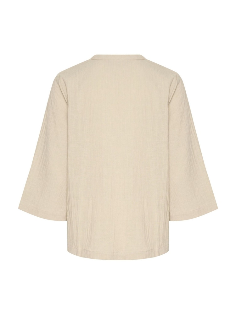 Kaffe Emily 3/4 Sleeve Notch Neck 100% Cotton Blouse - Image 5 of 5
