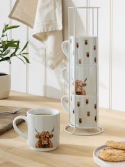 Set of 4 Hamish the Highland Cow Stacking Mugs - Image 1 of 4