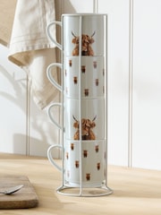 Set of 4 Hamish the Highland Cow Stacking Mugs - Image 2 of 4