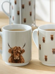 Set of 4 Hamish the Highland Cow Stacking Mugs - Image 3 of 4