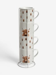 Set of 4 Hamish the Highland Cow Stacking Mugs - Image 4 of 4