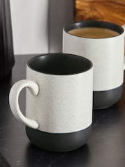 Set of 4 Black/White Otis Mugs - Image 2 of 3