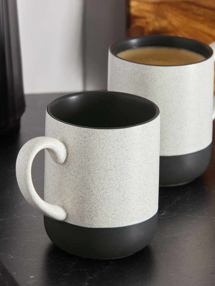 Set of 4 Black/White Otis Mugs - Image 2 of 3