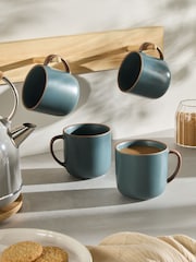 Set of 4 Teal Blue Hadley Mugs - Image 1 of 3