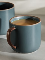 Set of 4 Teal Blue Hadley Mugs - Image 2 of 3