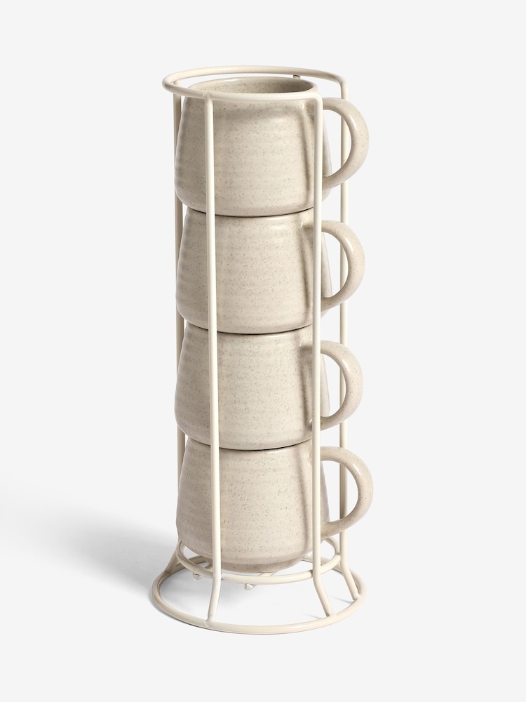 Set of 4 Natural Kya Stacking Espresso Mugs - Image 4 of 4