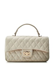 Moda in Pelle Sabrina Quilted East West White Bag With Chain Strap - Image 1 of 4