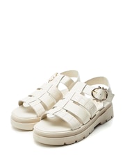 Moda in Pelle Obsidian Chunky Fisherman White Sandals - Image 3 of 5