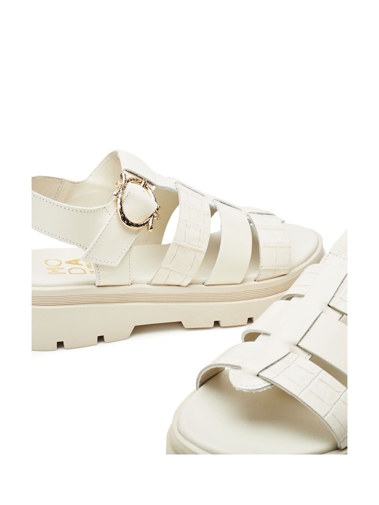 Moda in Pelle Obsidian Chunky Fisherman White Sandals - Image 5 of 5