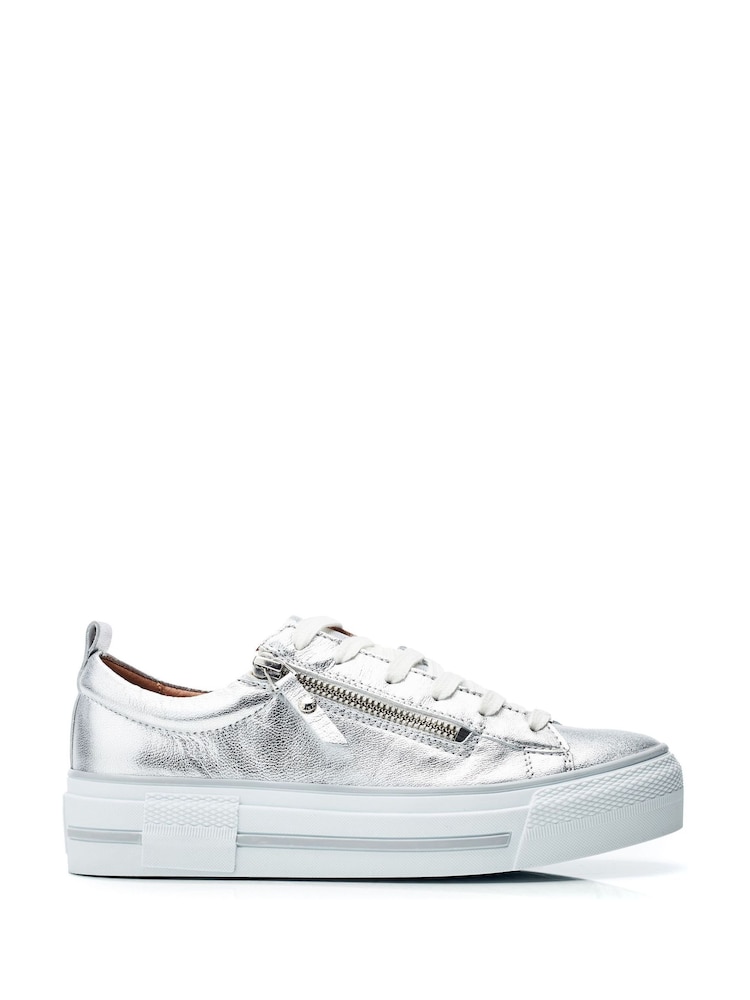 Moda In Pelle FILICIAN CHUNKY LEATHER TRAINER WITH ZIP AND LACE-UP CLOSURE - Image 1 of 4