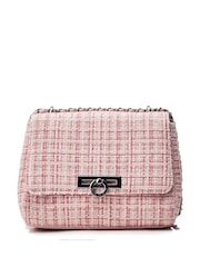 Moda in Pelle Pink Cheryl Cross Body Tweed Bag With Chain Strap - Image 1 of 4