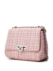 Moda in Pelle Pink Cheryl Cross Body Tweed Bag With Chain Strap - Image 2 of 4