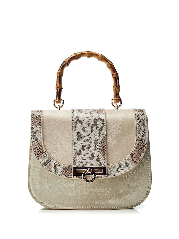 Moda in Pelle Tigerlily Bamboo Handle Shoulder Bag - Image 1 of 4 Moda in Pelle Tigerlily Bamboo Handle Shoulder Bag - Image 1 of 4