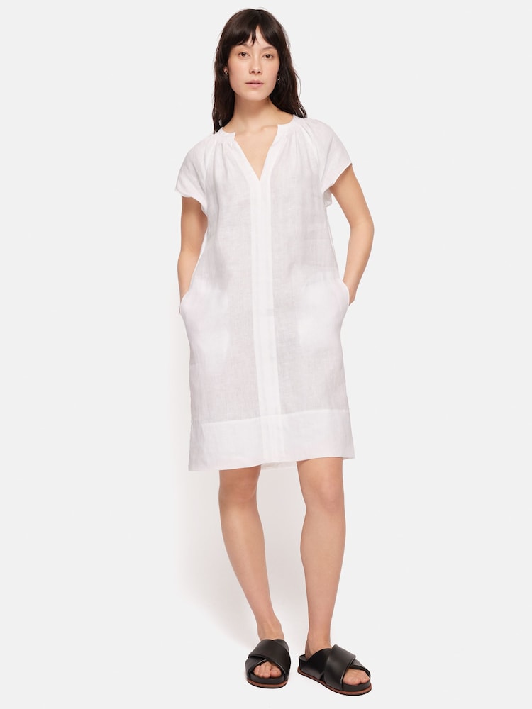 Jigsaw Linen Smocked T-Shirt Dress - Image 1 of 5