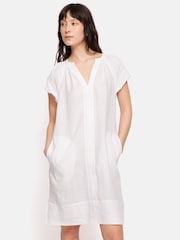 Jigsaw Linen Smocked T-Shirt Dress - Image 3 of 5