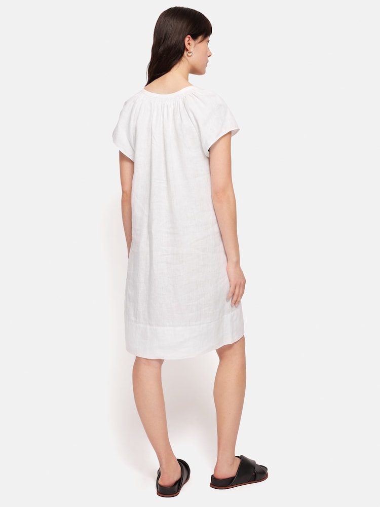 Jigsaw Linen Smocked T-Shirt Dress - Image 5 of 5