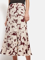 Jigsaw Cream Silhouette Peony Midi Skirt With Linen - Image 3 of 8