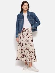 Jigsaw Cream Silhouette Peony Midi Skirt With Linen - Image 7 of 8