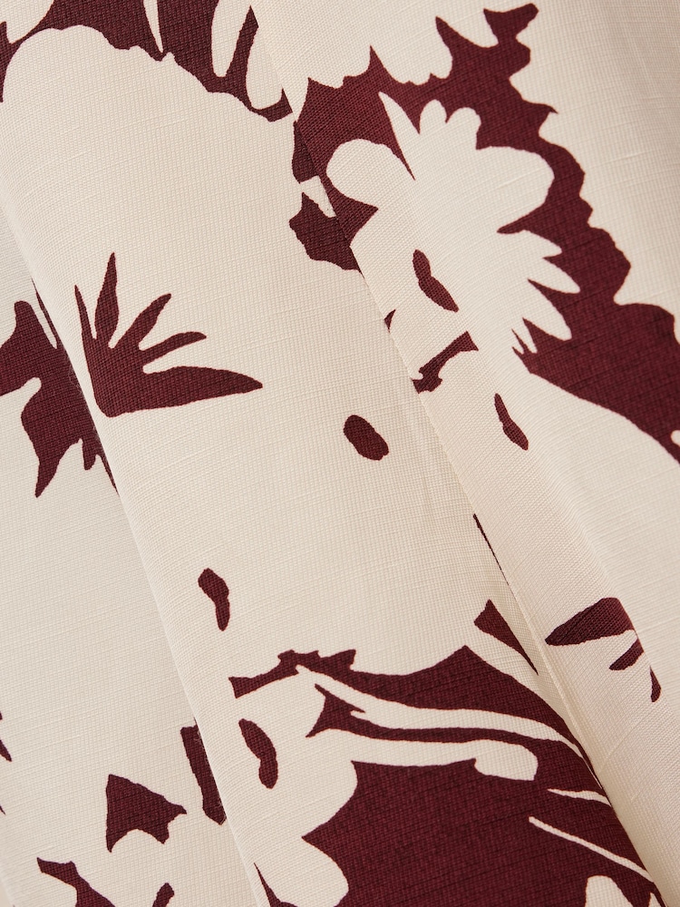 Jigsaw Cream Silhouette Peony Midi Skirt With Linen - Image 8 of 8