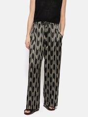Jigsaw Black Silk Blend Ikat Stripe Trousers - Image 2 of 7