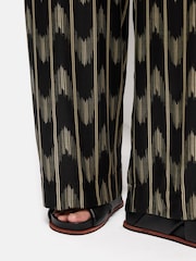 Jigsaw Black Silk Blend Ikat Stripe Trousers - Image 3 of 7