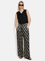 Jigsaw Black Silk Blend Ikat Stripe Trousers - Image 4 of 7