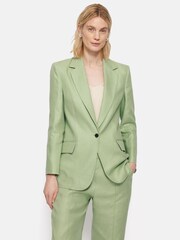 Jigsaw Green Dark Irish 100% Linen Palazzo Trousers - Image 4 of 8