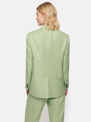 Jigsaw Green Dark Irish 100% Linen Palazzo Trousers - Image 6 of 8