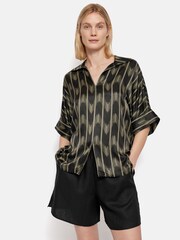Jigsaw Black Silk Blend Ikat Stripe Top - Image 1 of 7