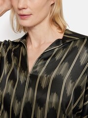 Jigsaw Black Silk Blend Ikat Stripe Top - Image 2 of 7
