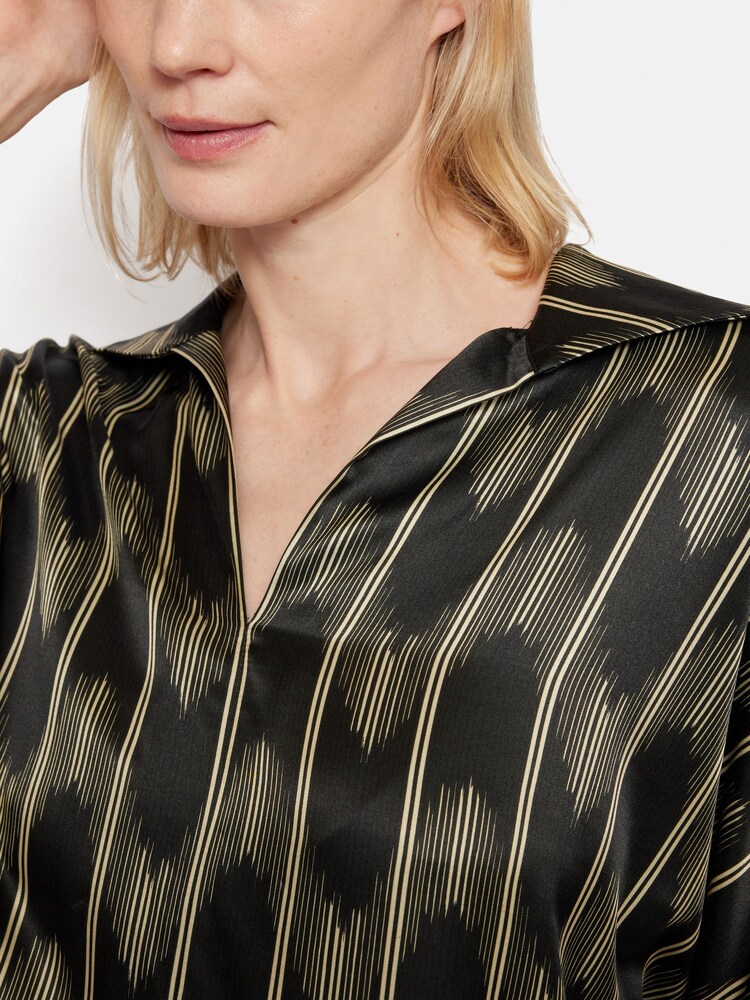 Jigsaw Black Silk Blend Ikat Stripe Top - Image 2 of 7